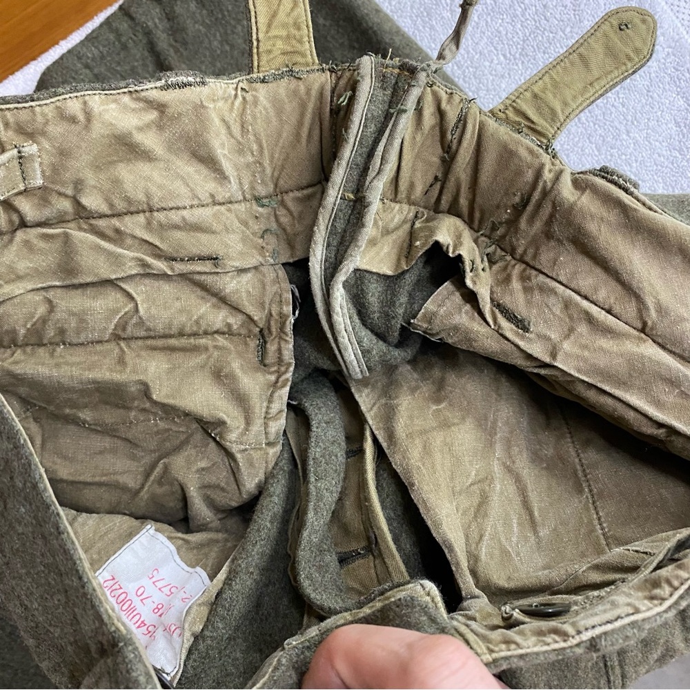 Vintage German Military Army Green Cargo Style Thick Wool Pants 32X27 Militaria - Picture 7 of 14